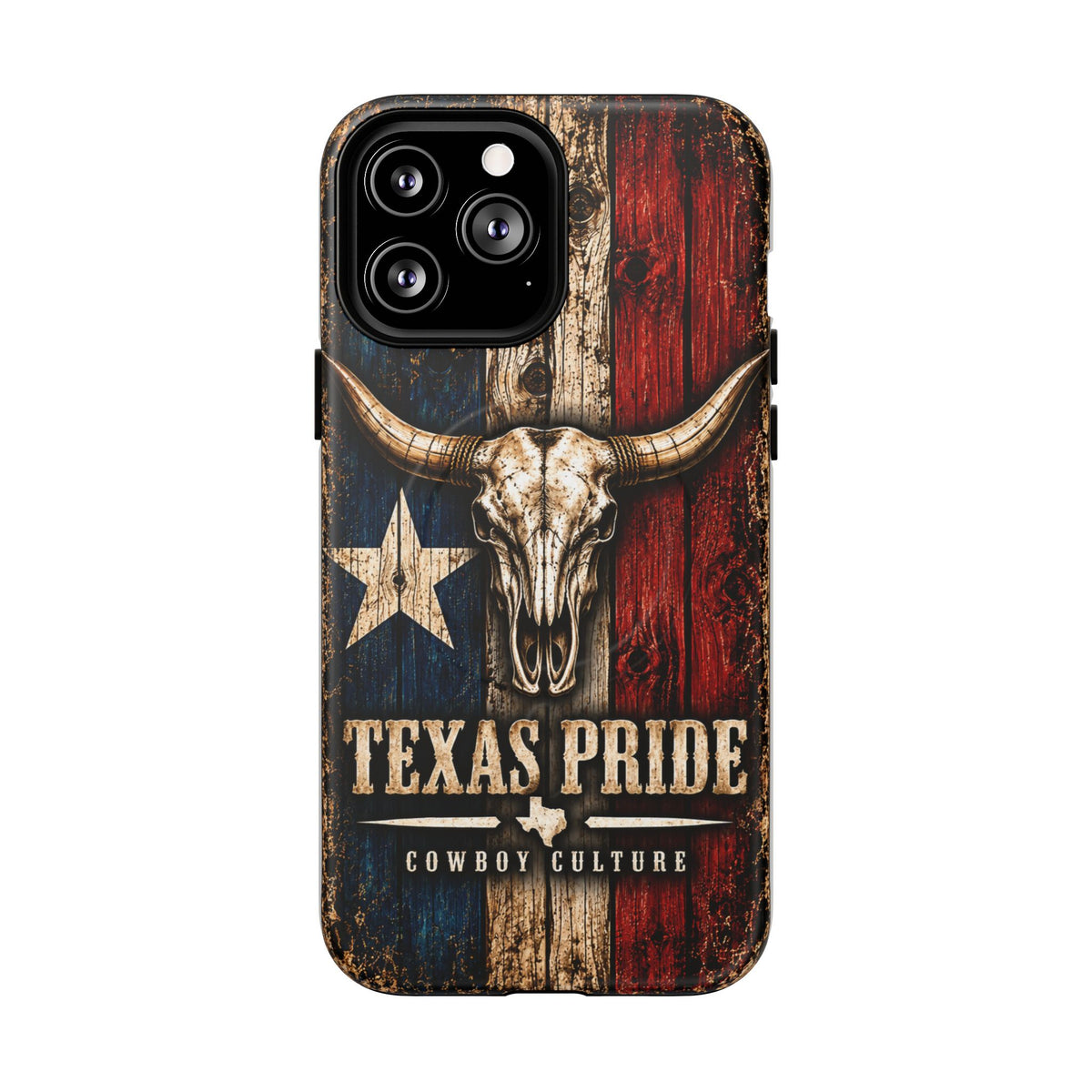 Cowboy Culture Texas Pride magnetic phone case with Texas flag and longhorn skull artwork