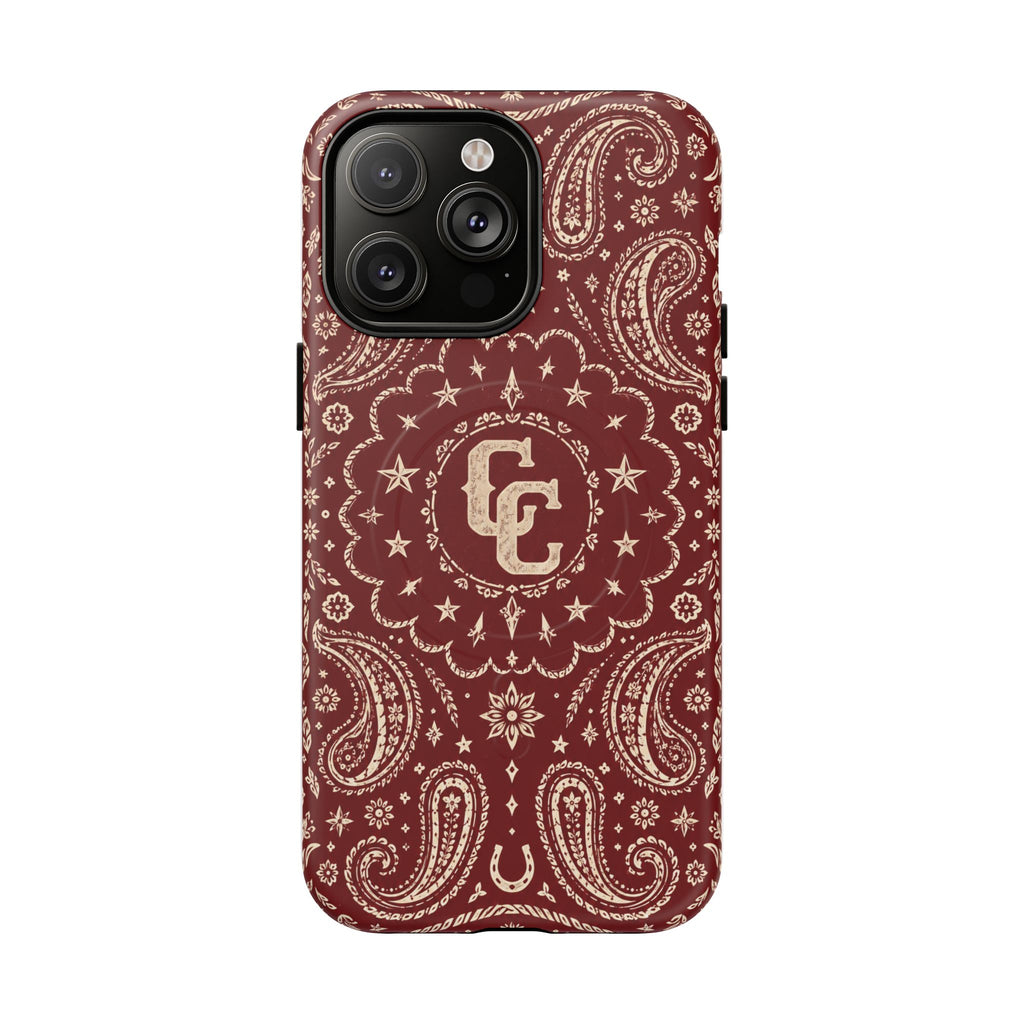 Burgundy Paisley Magnetic Tough Phone Case — Cowboy Culture product view