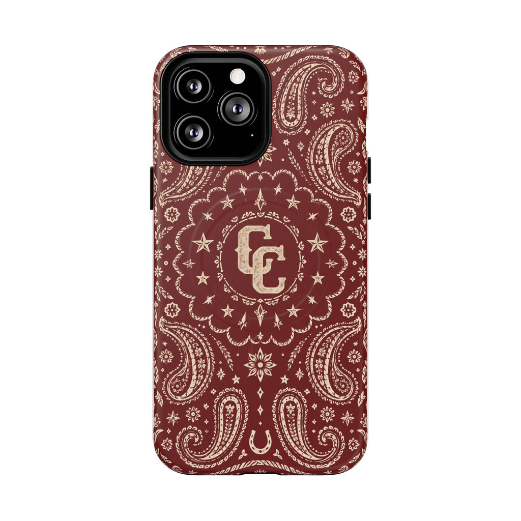 Burgundy Paisley Magnetic Tough Phone Case — Cowboy Culture product view