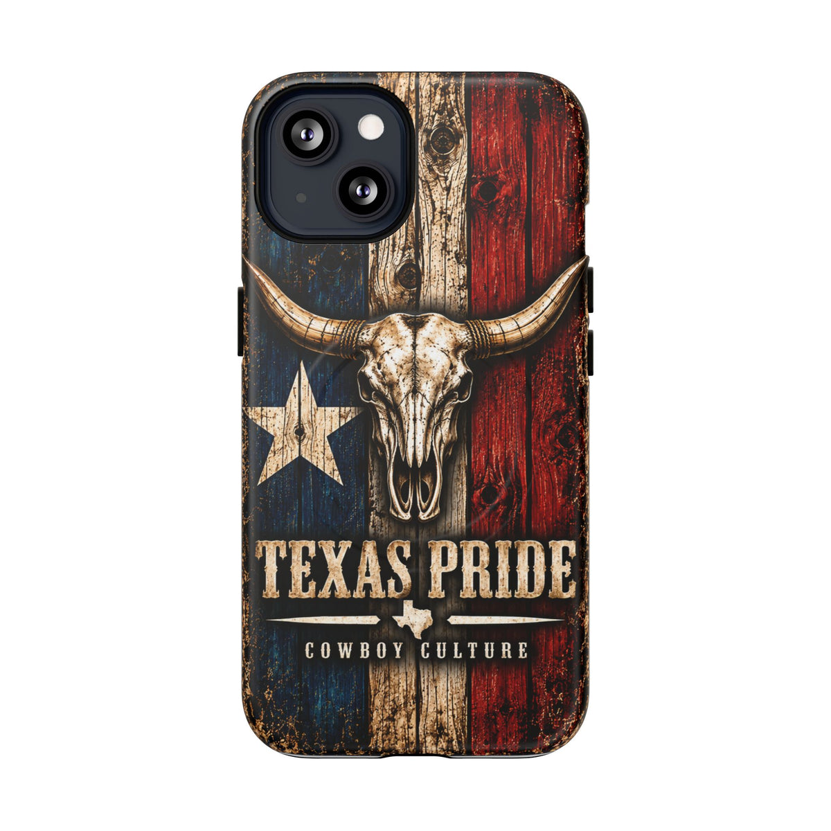 Cowboy Culture Texas Pride magnetic phone case with Texas flag and longhorn skull artwork