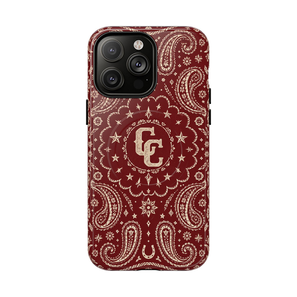 Burgundy Paisley Magnetic Tough Phone Case — Cowboy Culture product view