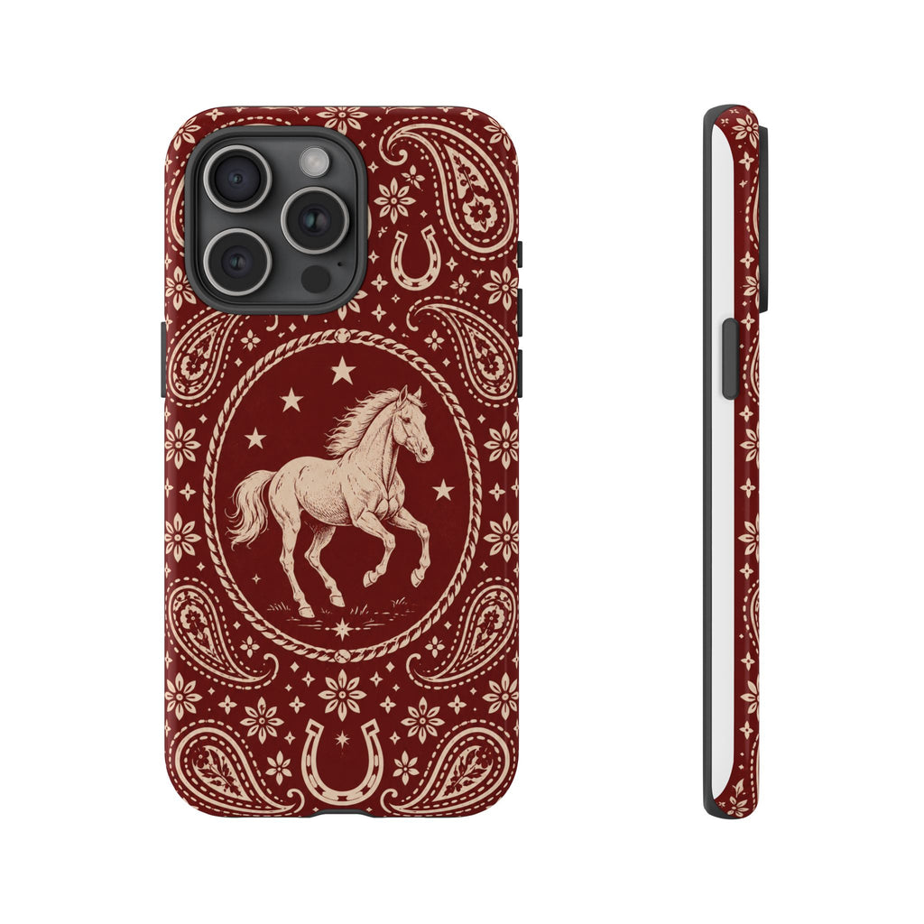 Western Horse Paisley Tough Phone Case — iPhone 15 Pro Max / Glossy