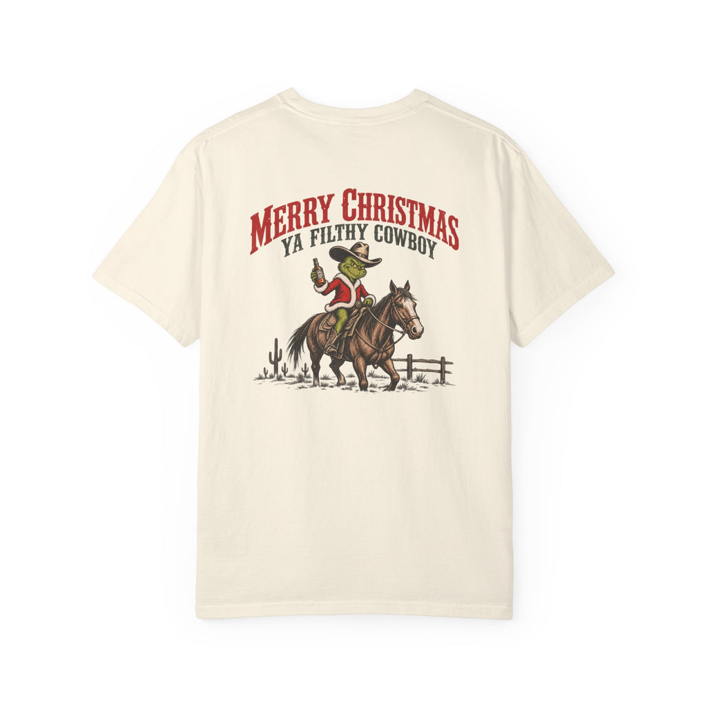 Cowboy Christmas horseback graphic T-shirt