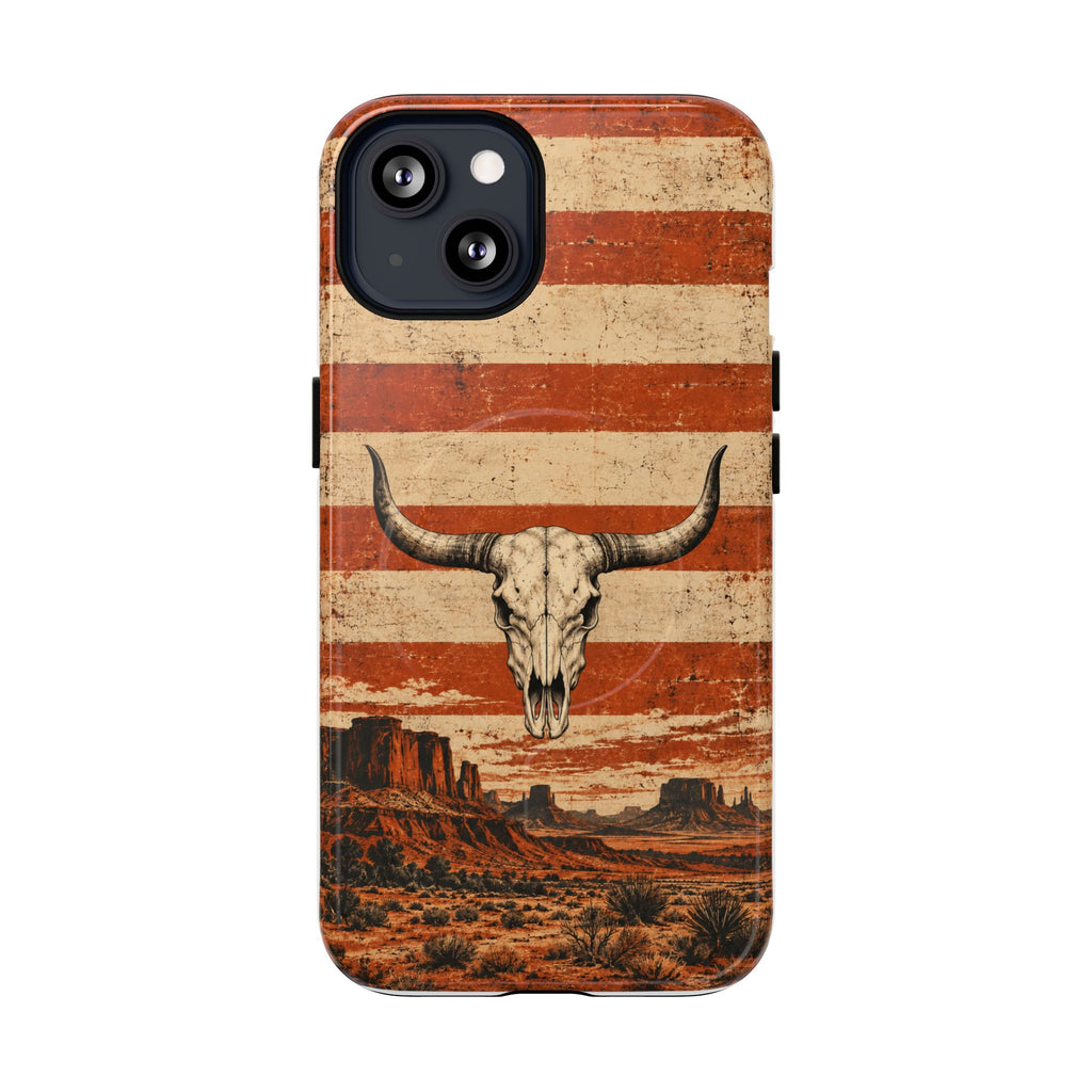 Western Longhorn Skull Magnetic Tough Phone Case — Cowboy Culture product view