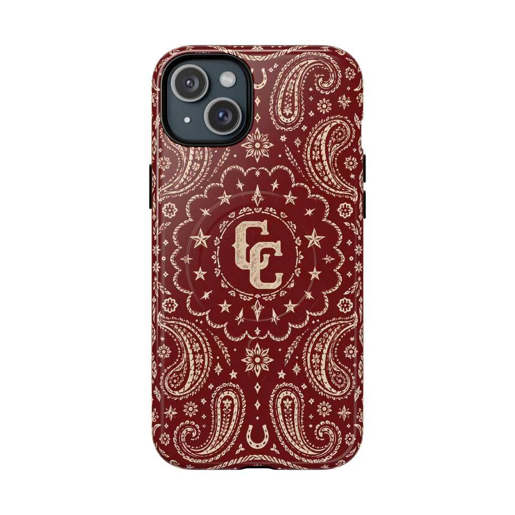 Burgundy Paisley Magnetic Tough Phone Case — Cowboy Culture product view