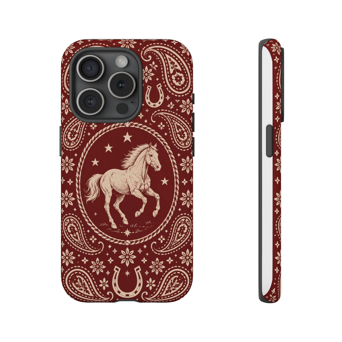 Western Horse Paisley Tough Phone Case — iPhone 15 Pro / Matte