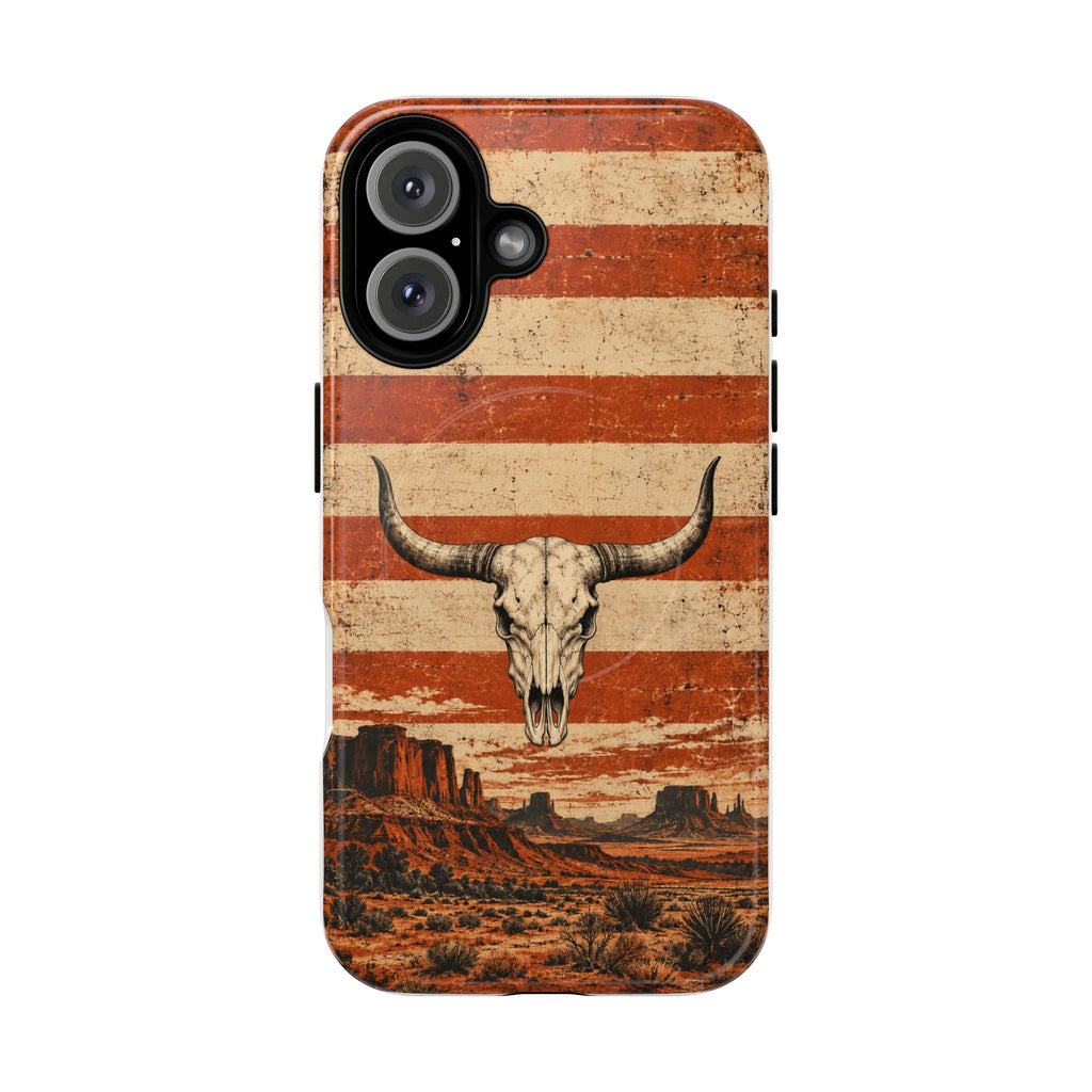 Western Longhorn Skull Magnetic Tough Phone Case — Cowboy Culture product view