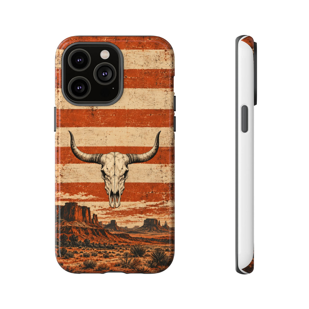 Western Longhorn Skull Tough Phone Case — Cowboy Culture product view