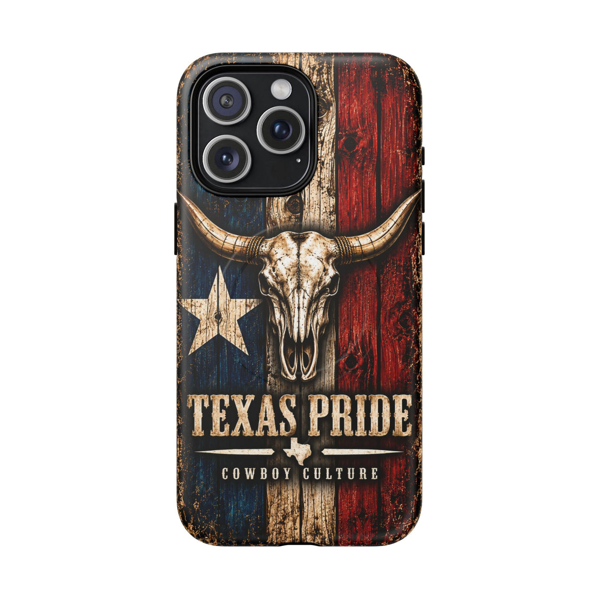 Cowboy Culture Texas Pride magnetic phone case with Texas flag and longhorn skull artwork