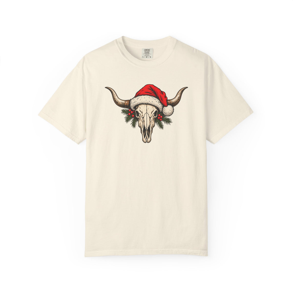 Longhorn skull Santa hat Christmas T-shirt