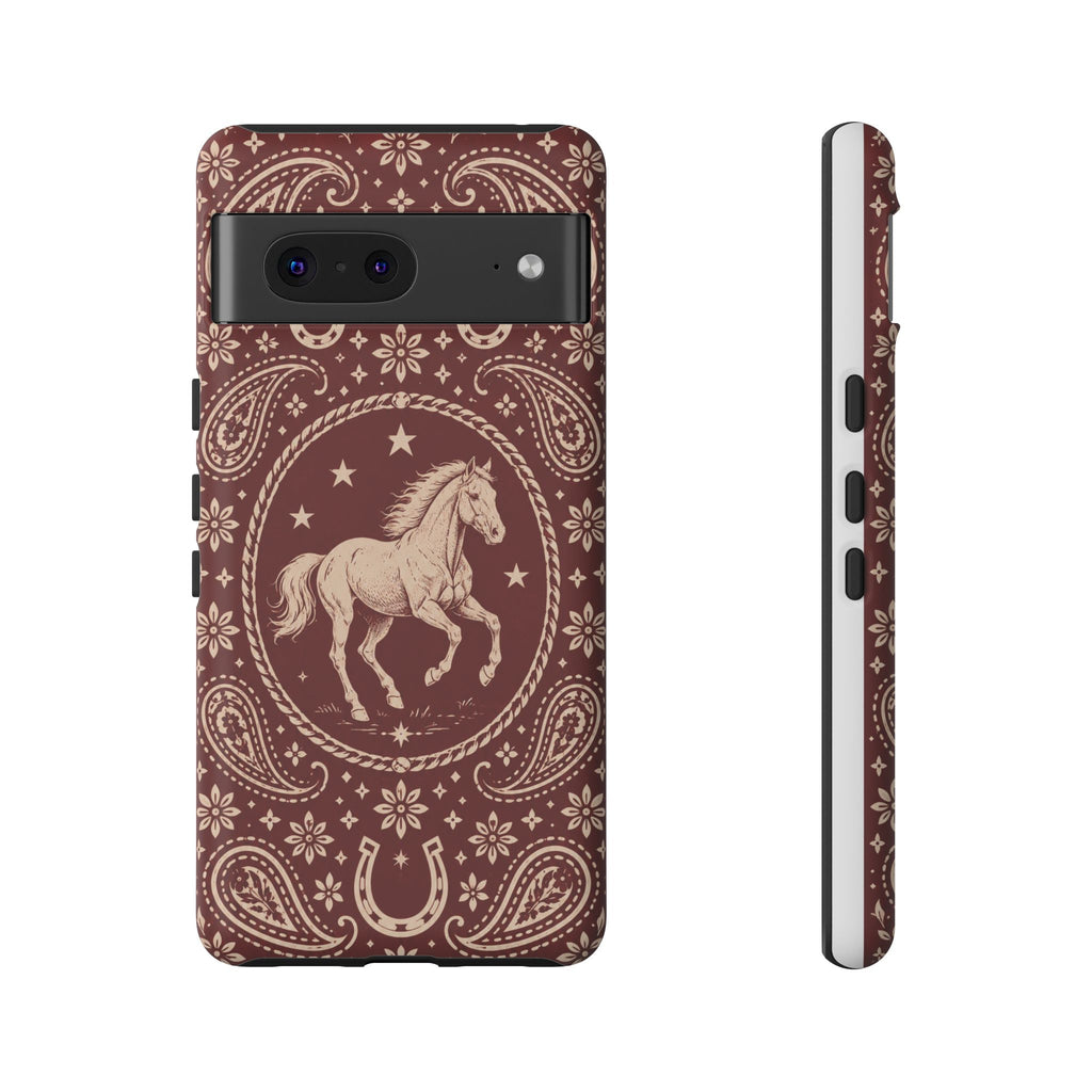 Western Horse Paisley Tough Phone Case — Google Pixel 7 / Matte