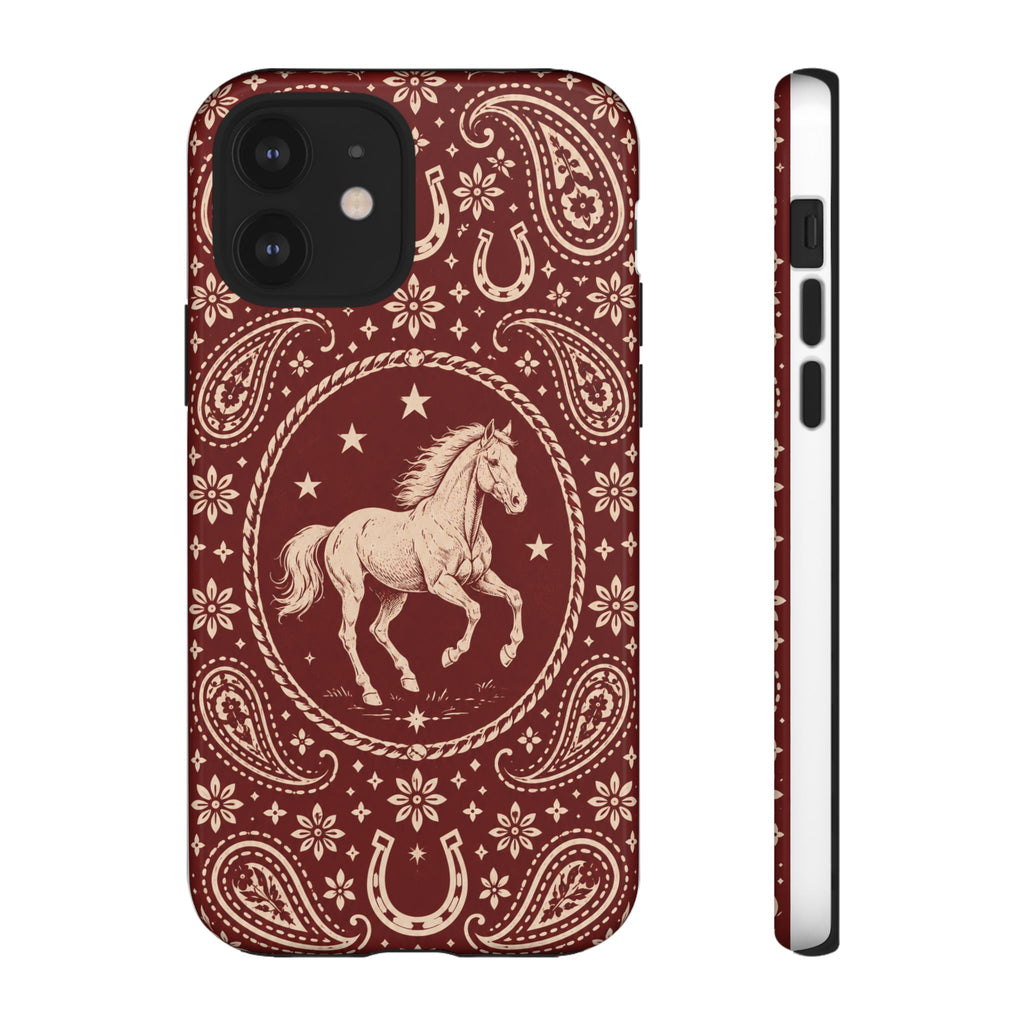 Western Horse Paisley Tough Phone Case — iPhone 12 / Glossy