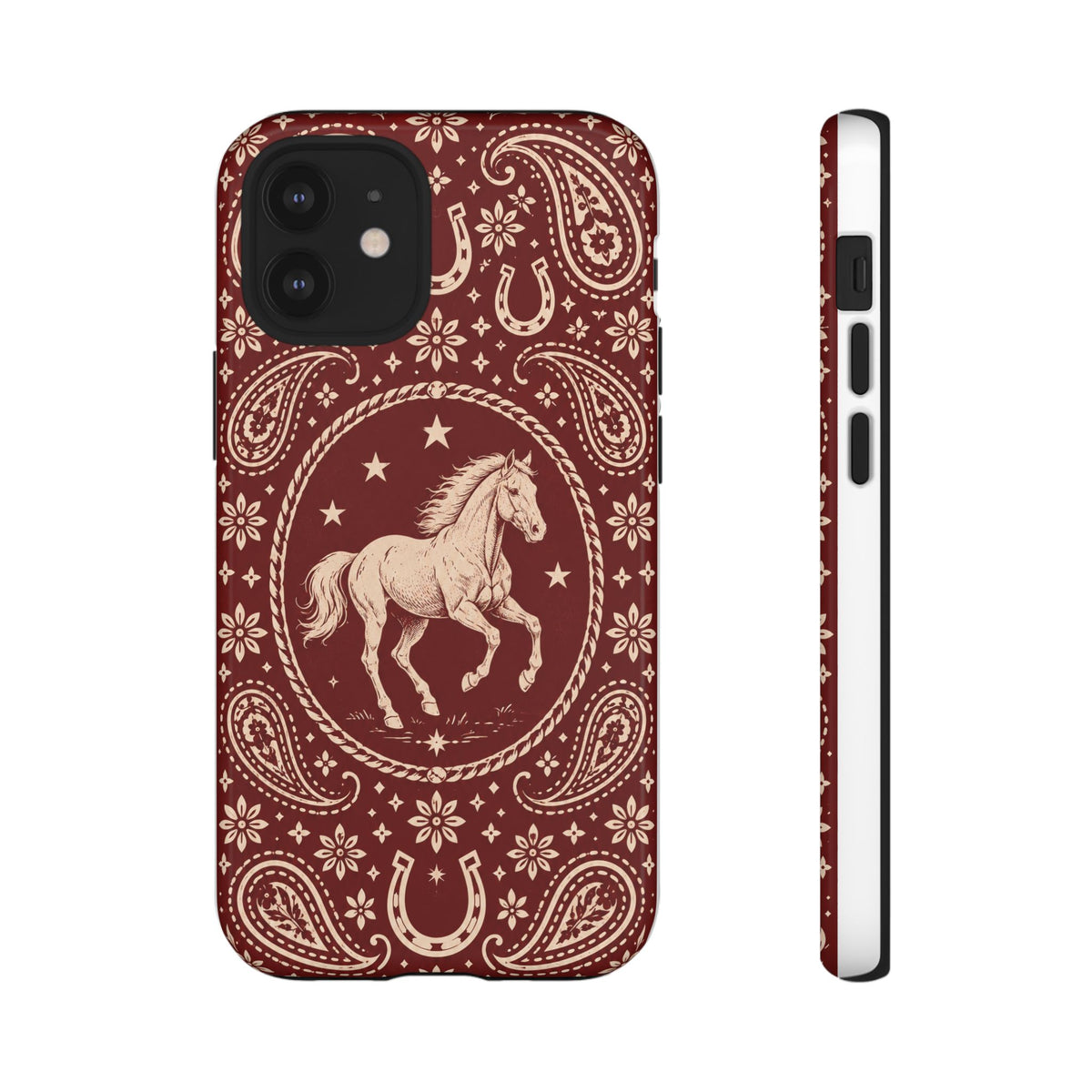 Western Horse Paisley Tough Phone Case — iPhone 12 Mini / Glossy