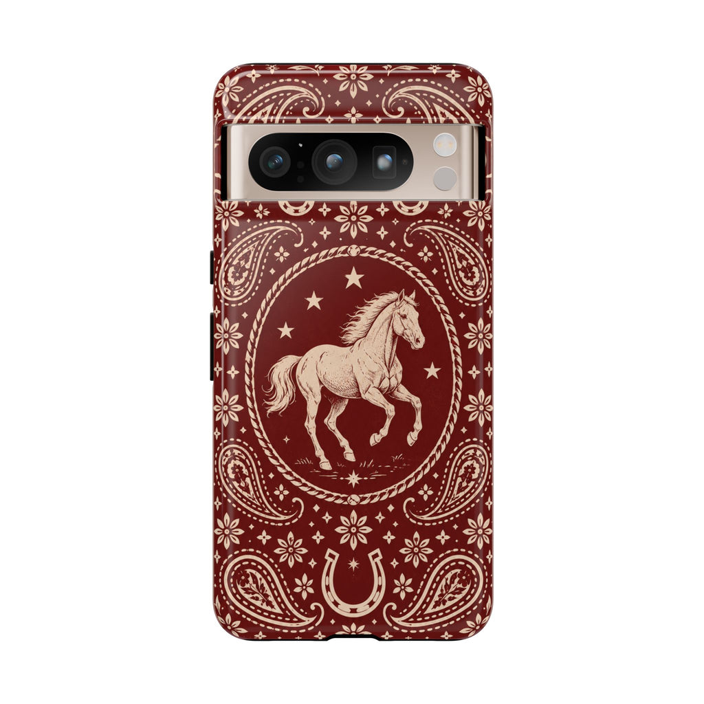 Western Horse Paisley Tough Phone Case — Google Pixel 8 Pro / Glossy