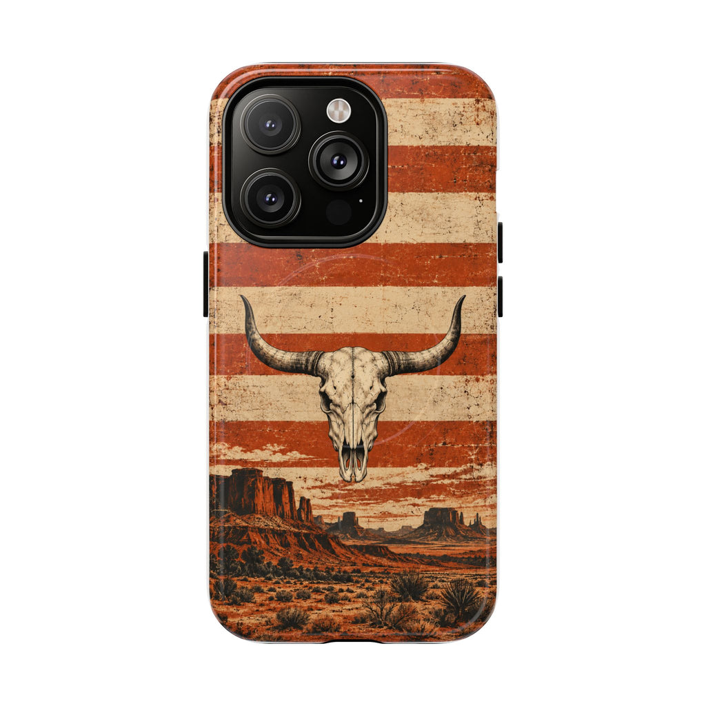 Western Longhorn Skull Magnetic Tough Phone Case — Cowboy Culture product view