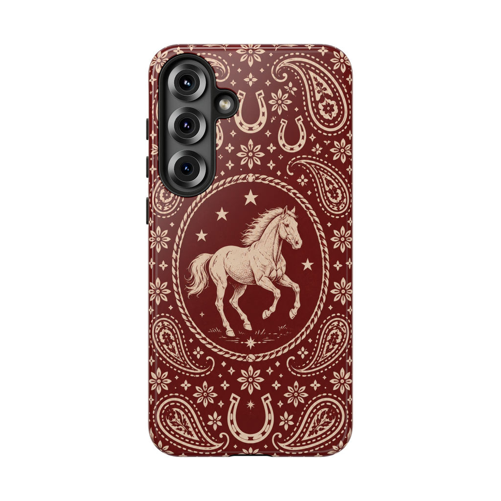 Western Horse Paisley Tough Phone Case — Samsung Galaxy S25 Plus / Glossy