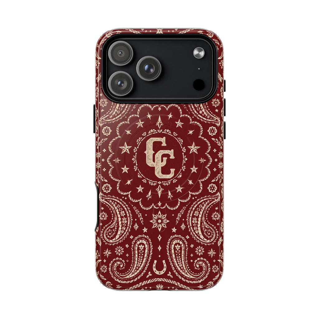 Burgundy Paisley Magnetic Tough Phone Case — Cowboy Culture product view