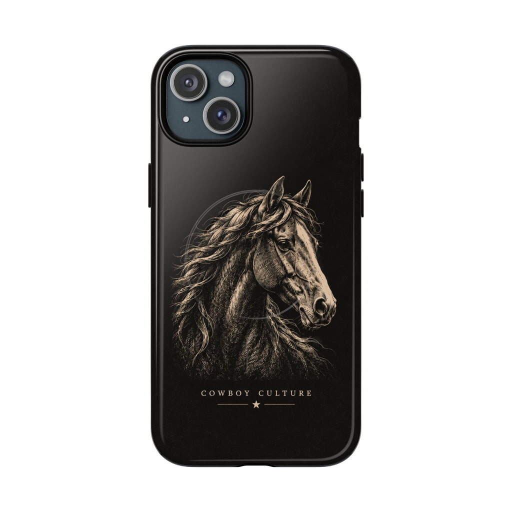 Cowboy Horse Tough Magnetic Phone Case — iPhone 15 Plus / Glossy