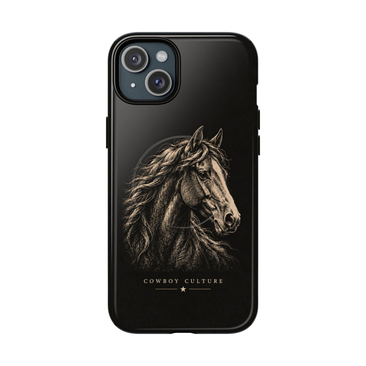 Cowboy Horse Tough Magnetic Phone Case — iPhone 15 Plus / Glossy