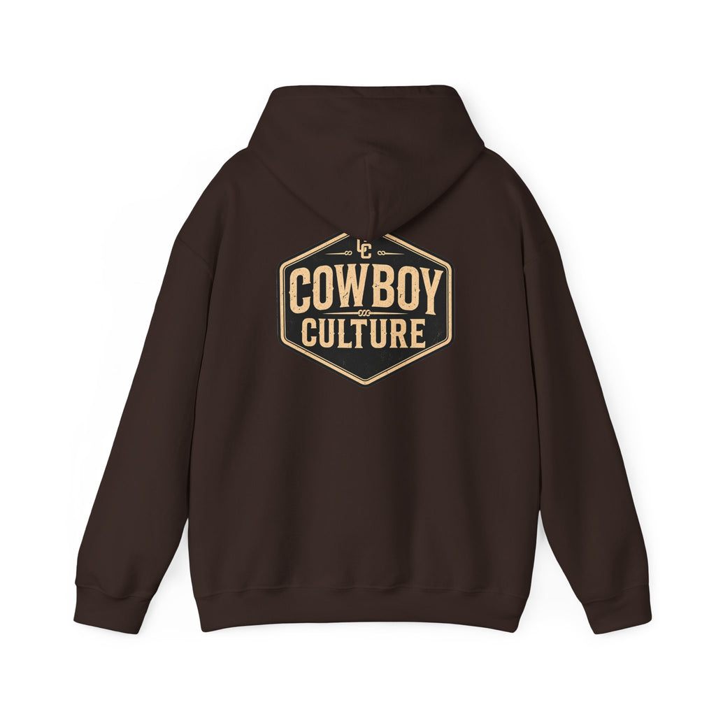 Cowboy Culture Badge western hoodie — detail view