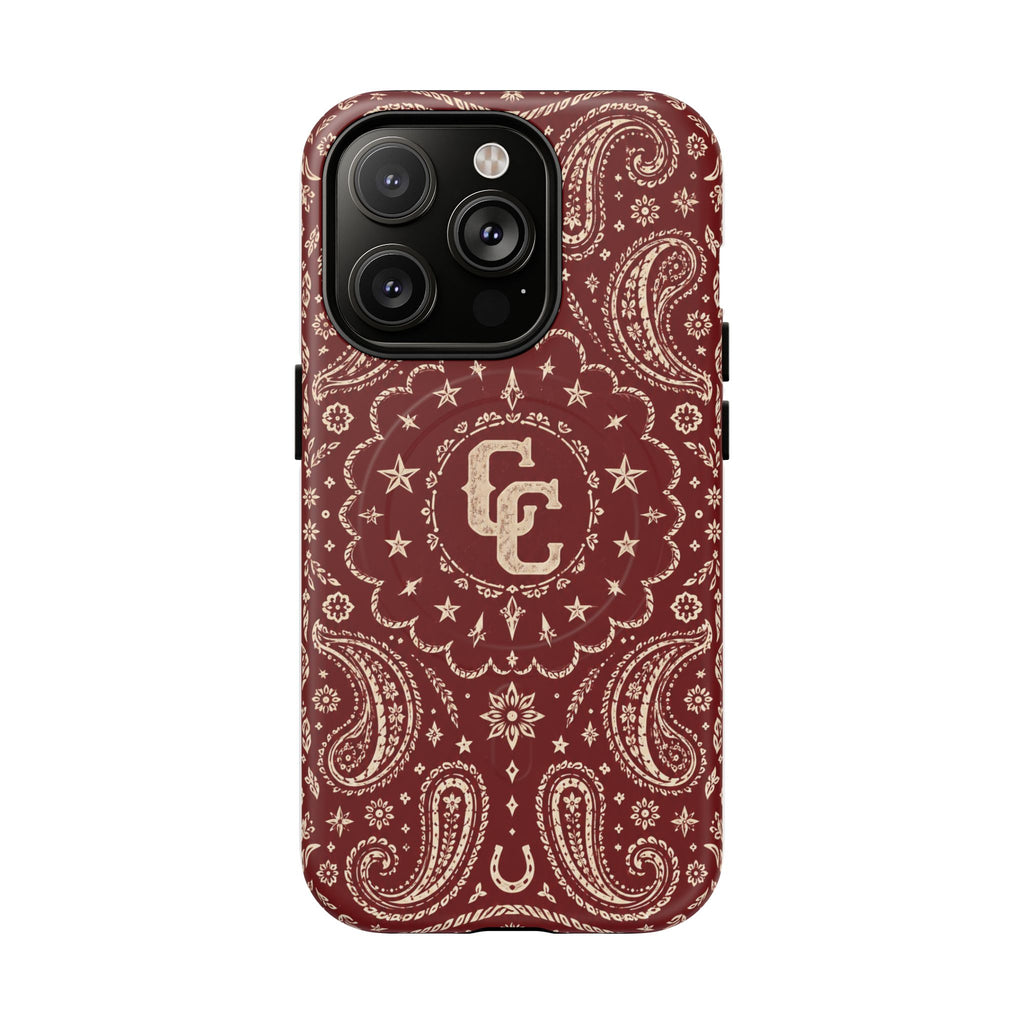 Burgundy Paisley Magnetic Tough Phone Case — Cowboy Culture product view