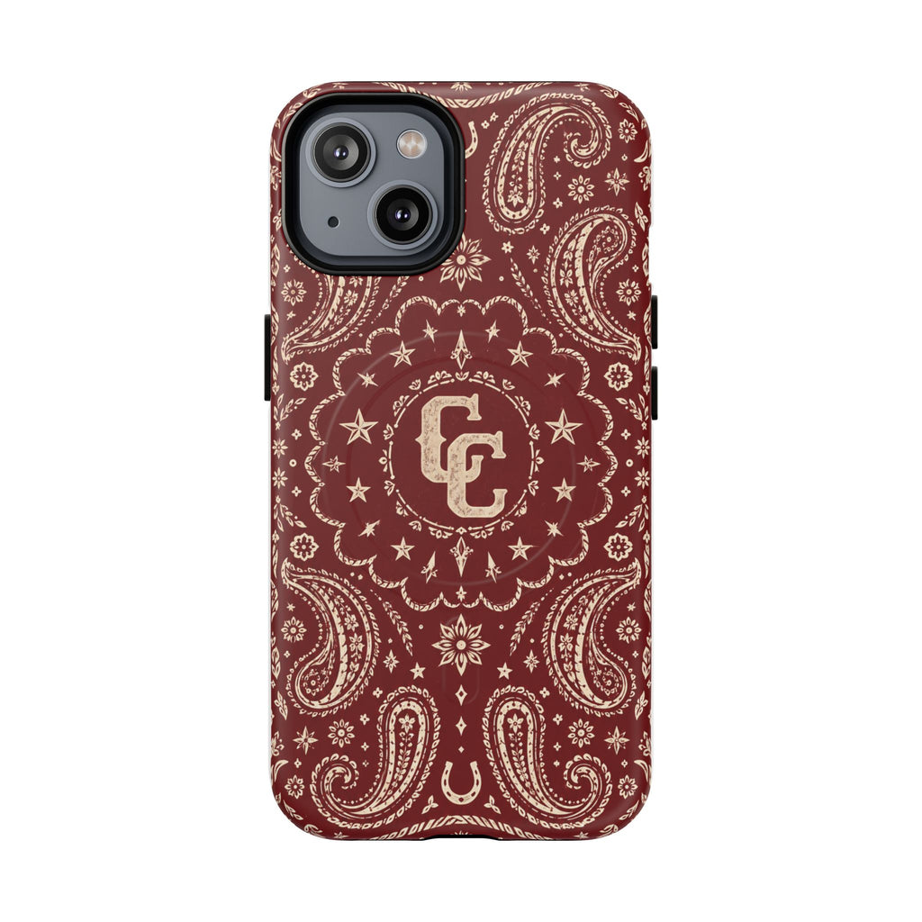 Burgundy Paisley Magnetic Tough Phone Case — Cowboy Culture product view