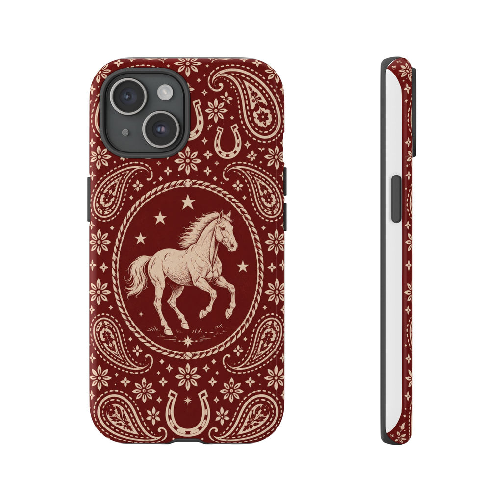Western Horse Paisley Tough Phone Case — iPhone 15 / Glossy