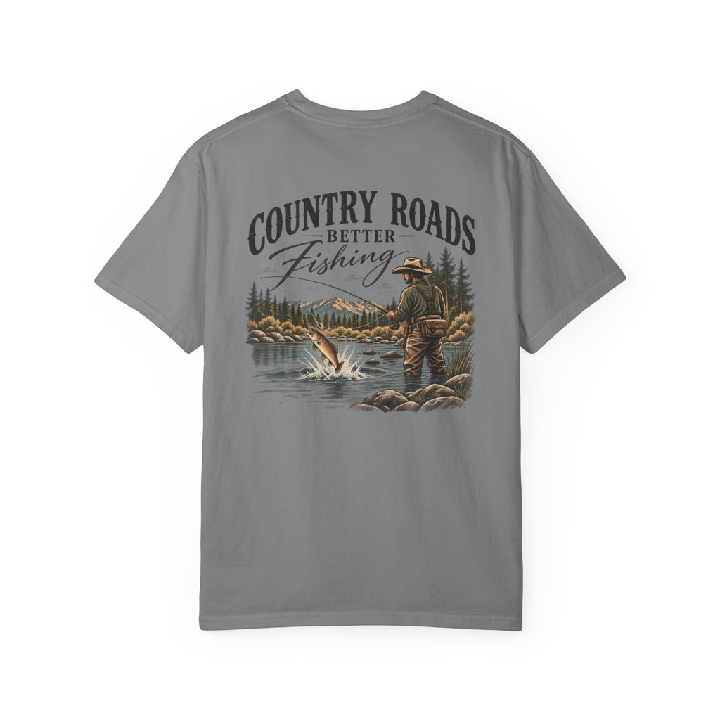 Country Roads Better Fishing graphic tee