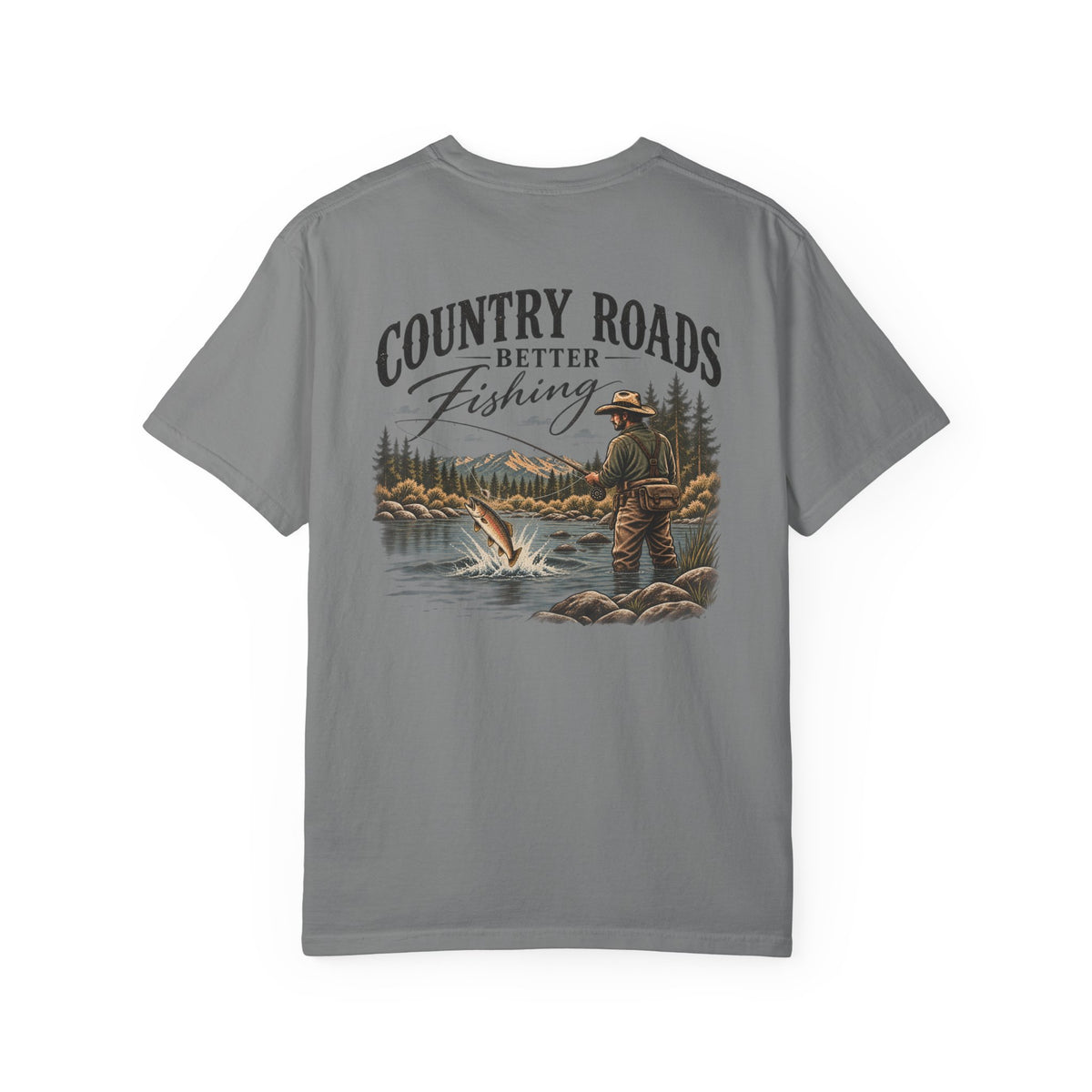 Country Roads Better Fishing graphic tee