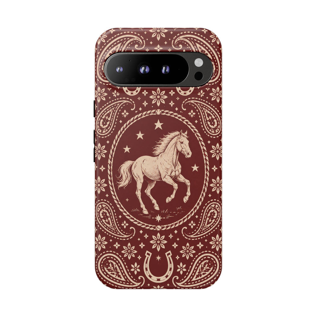Western Horse Paisley Tough Phone Case — Google Pixel 9 Pro XL / Matte