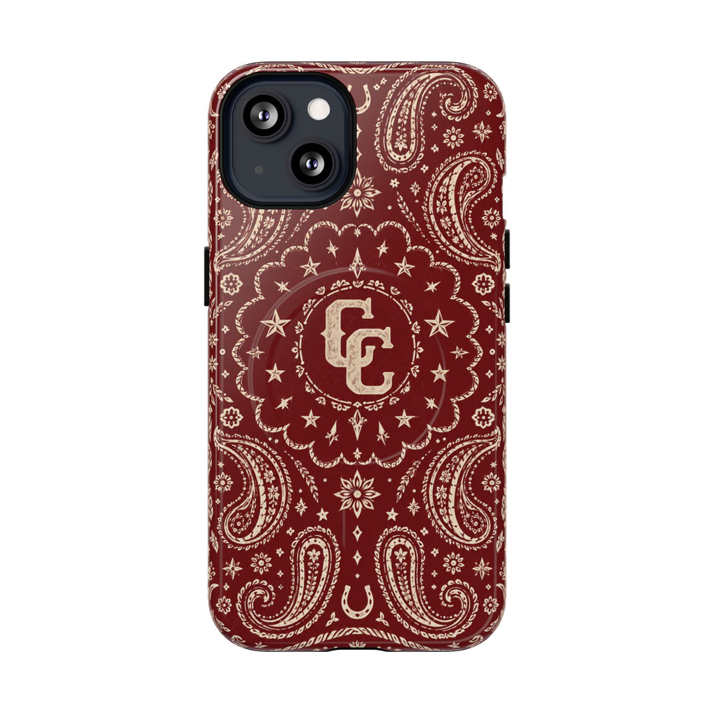 Burgundy Paisley Magnetic Tough Phone Case — Cowboy Culture product view