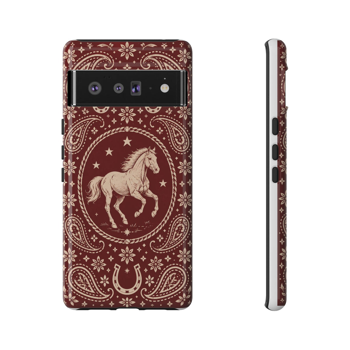 Western Horse Paisley Tough Phone Case — Google Pixel 6 Pro / Glossy