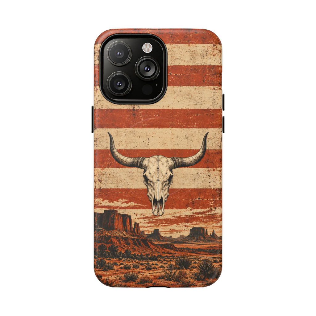 Western Longhorn Skull Magnetic Tough Phone Case — Cowboy Culture product view