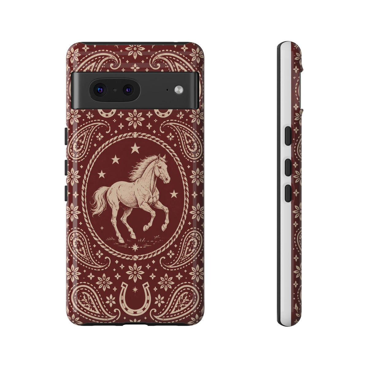 Western Horse Paisley Tough Phone Case — Google Pixel 7 / Glossy