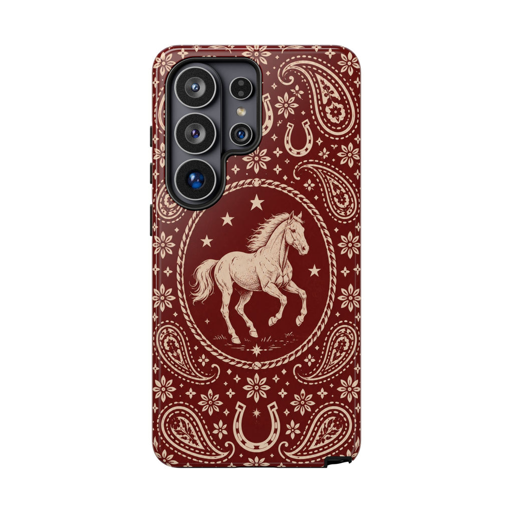 Western Horse Paisley Tough Phone Case — Samsung Galaxy S26 Ultra / Glossy