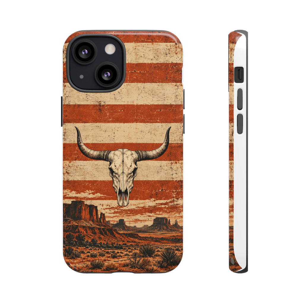Western Longhorn Skull Tough Phone Case — Cowboy Culture product view
