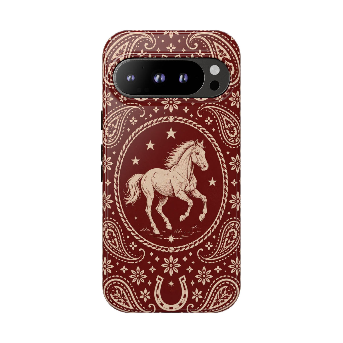 Western Horse Paisley Tough Phone Case — Google Pixel 9 Pro / Glossy