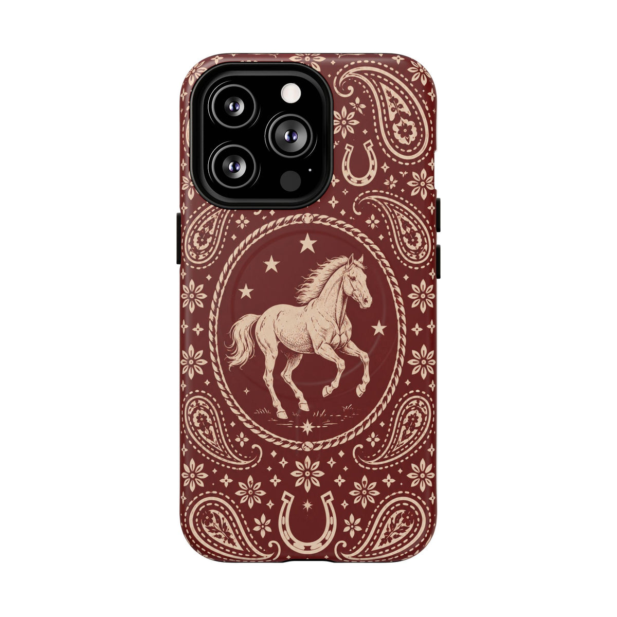 Tough Magnetic Case – Vintage Western Horse Paisley Design — iPhone 13 Pro / Matte