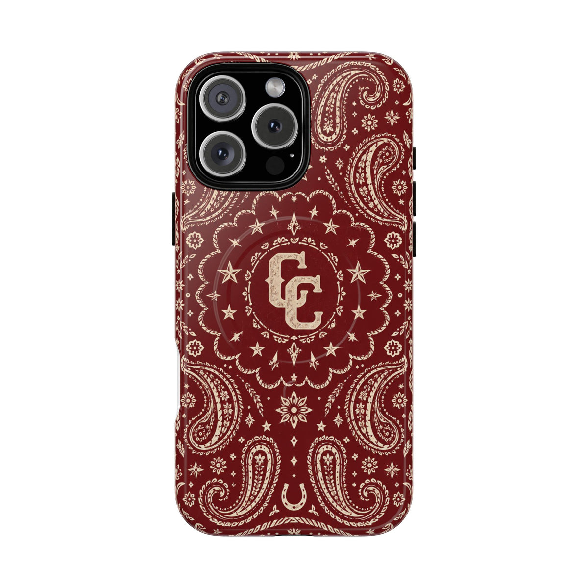 Burgundy Paisley Magnetic Tough Phone Case — Cowboy Culture product view