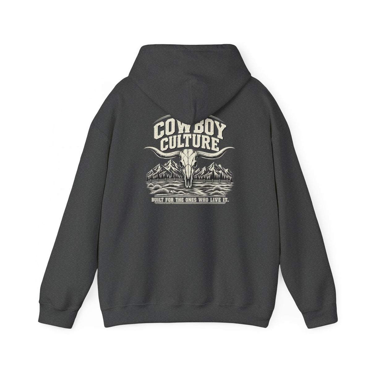 Cowboy Culture Mountain Skull western hoodie — detail view