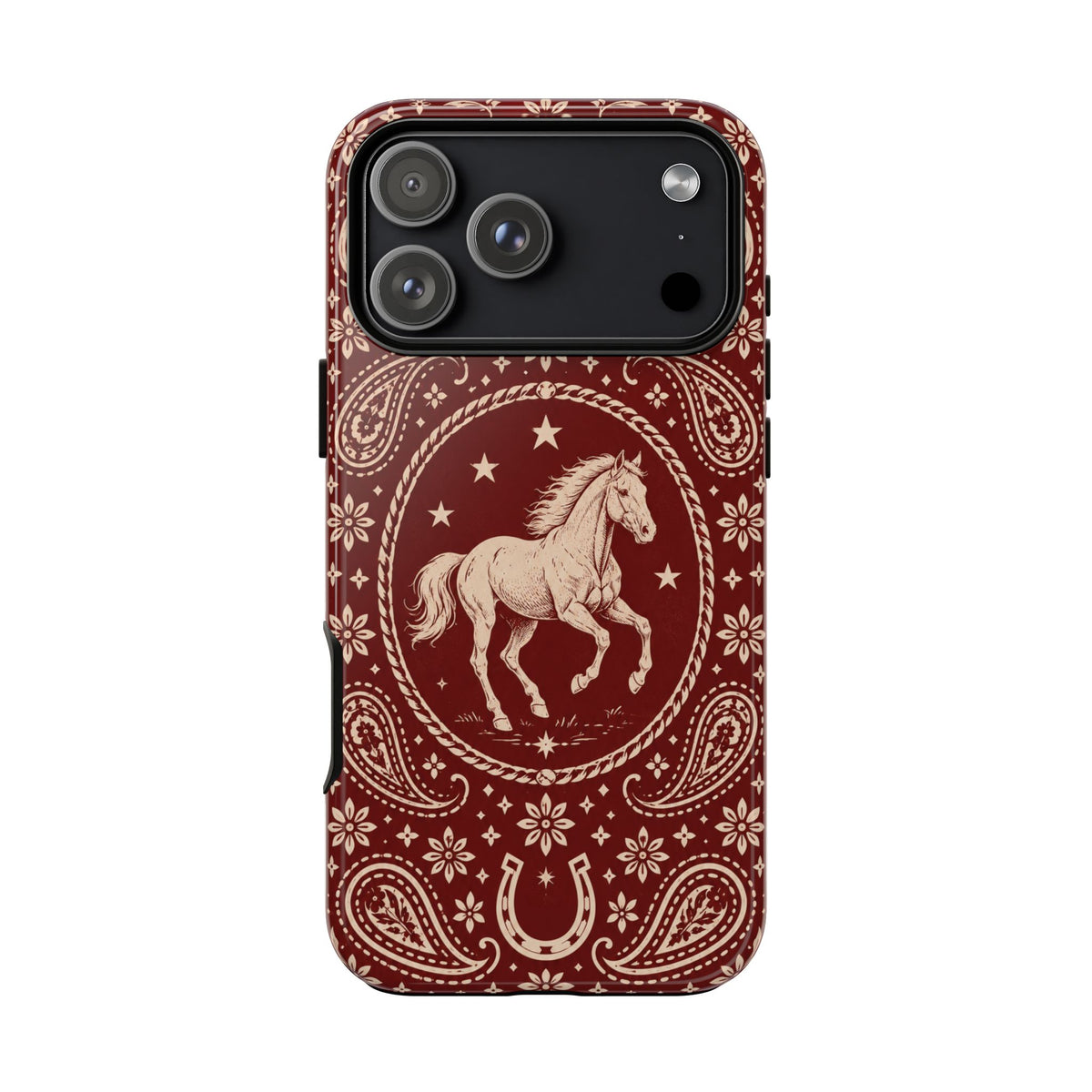 Western Horse Paisley Tough Phone Case — iPhone 17 Pro Max / Glossy