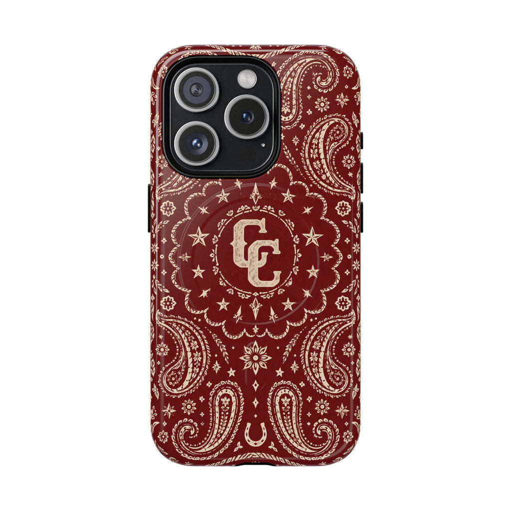 Burgundy Paisley Magnetic Tough Phone Case — Cowboy Culture product view