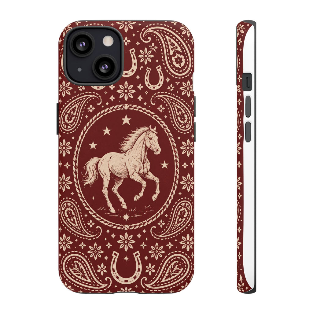 Western Horse Paisley Tough Phone Case — iPhone 13 / Matte