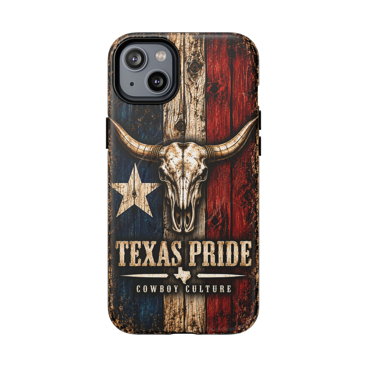 Cowboy Culture Texas Pride magnetic phone case with Texas flag and longhorn skull artwork