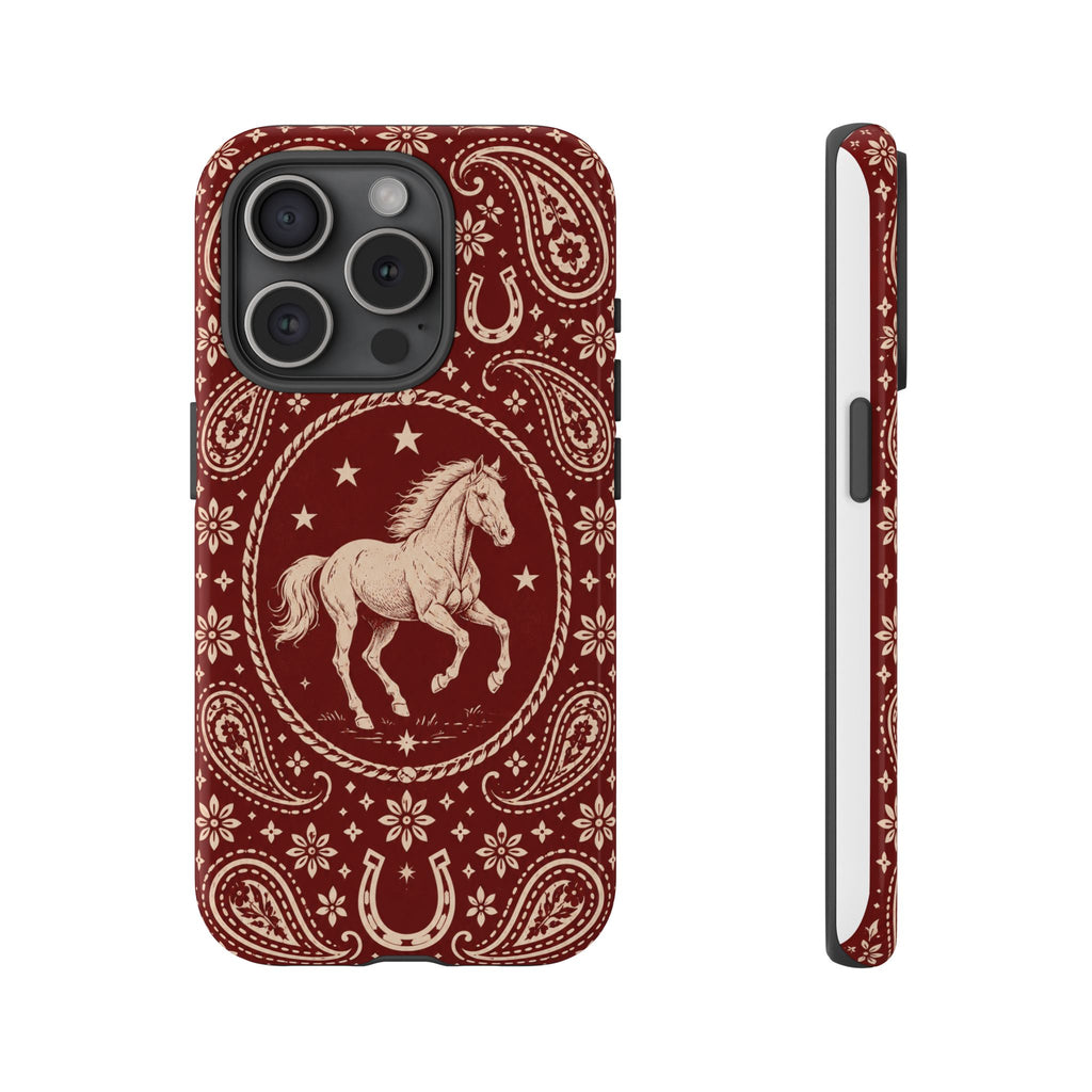 Western Horse Paisley Tough Phone Case — iPhone 15 Pro / Glossy