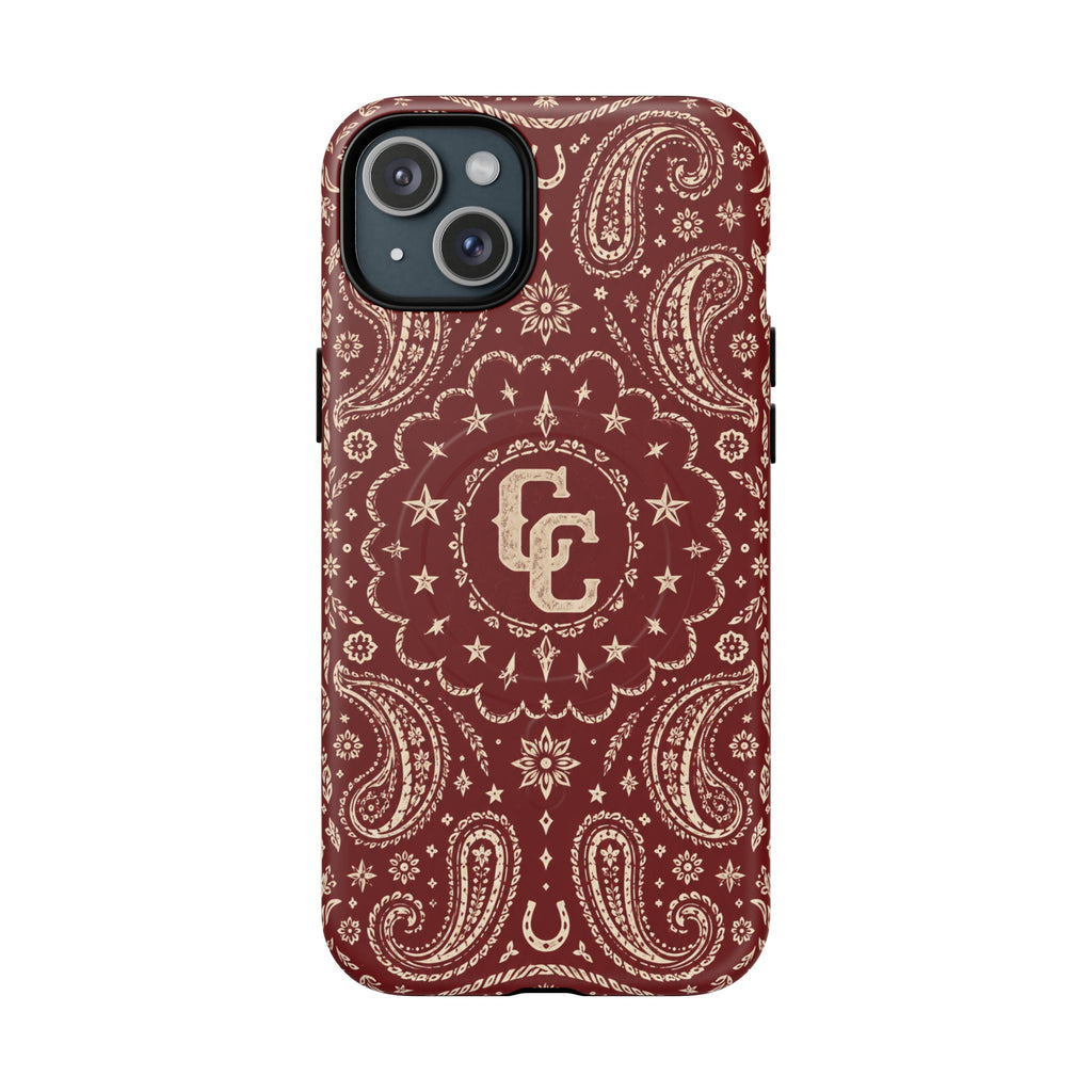 Burgundy Paisley Magnetic Tough Phone Case — Cowboy Culture product view