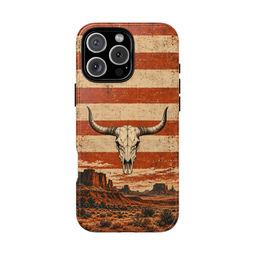 Western Longhorn Skull Tough Phone Case — Cowboy Culture product view