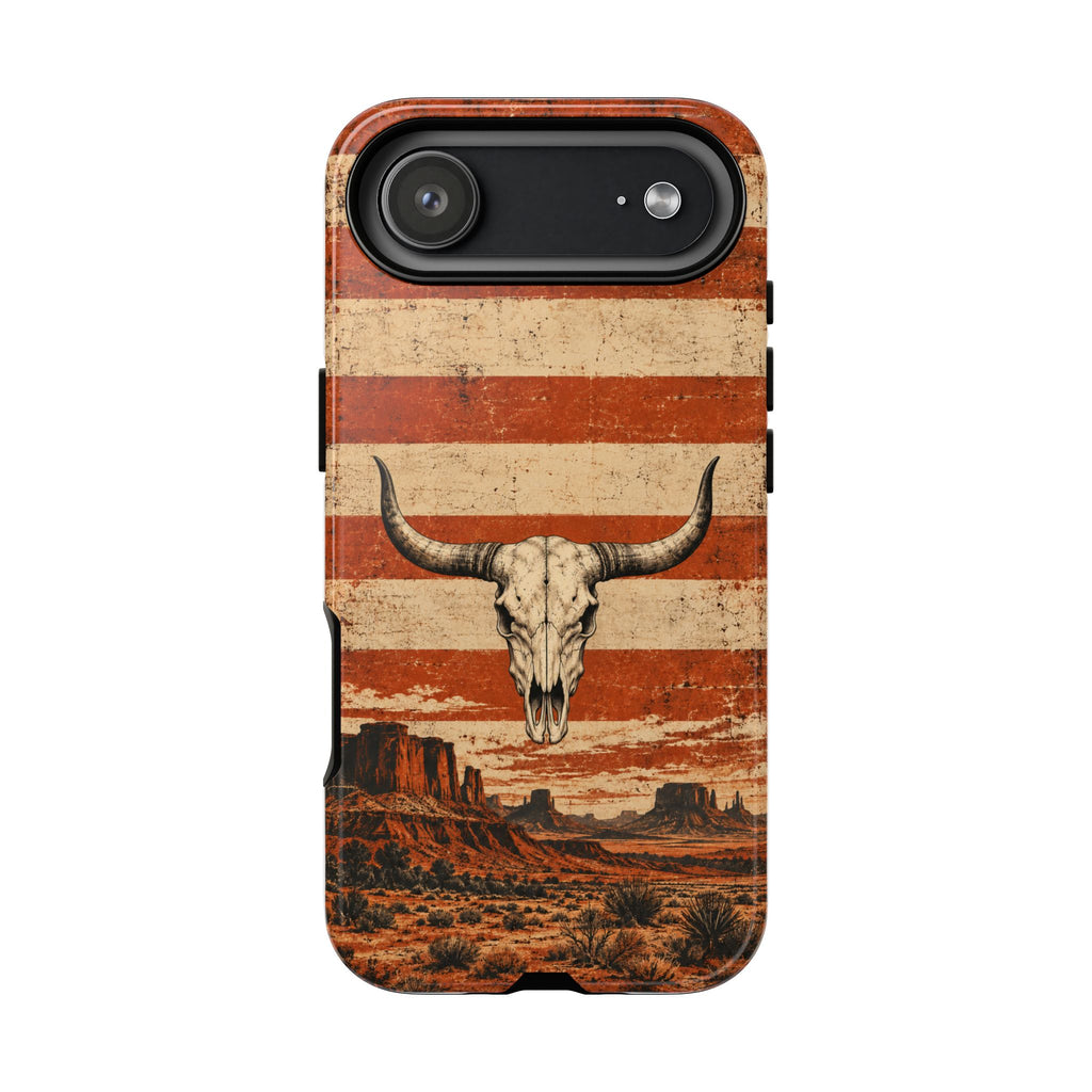Western Longhorn Skull Tough Phone Case — Cowboy Culture product view