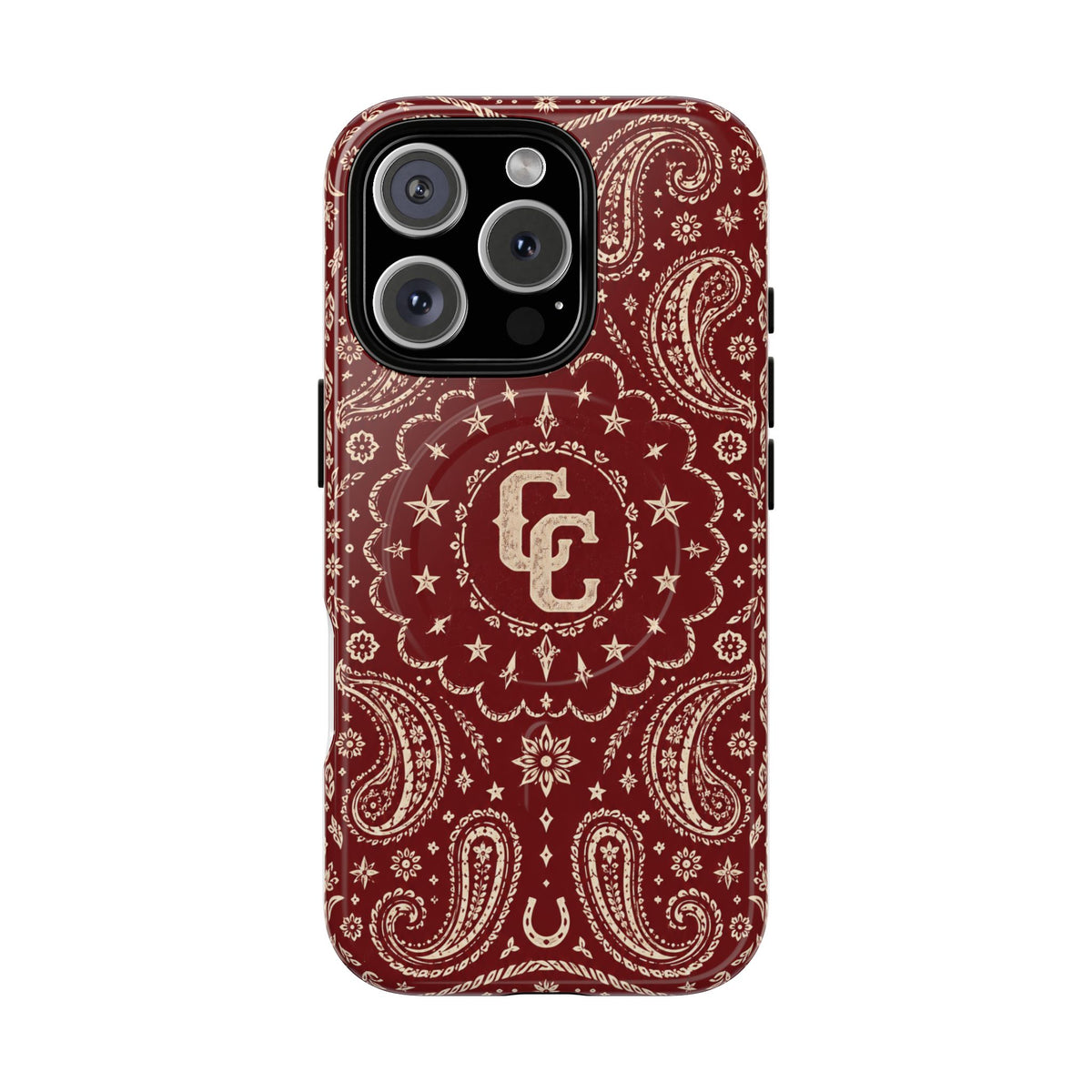 Burgundy Paisley Magnetic Tough Phone Case — Cowboy Culture product view