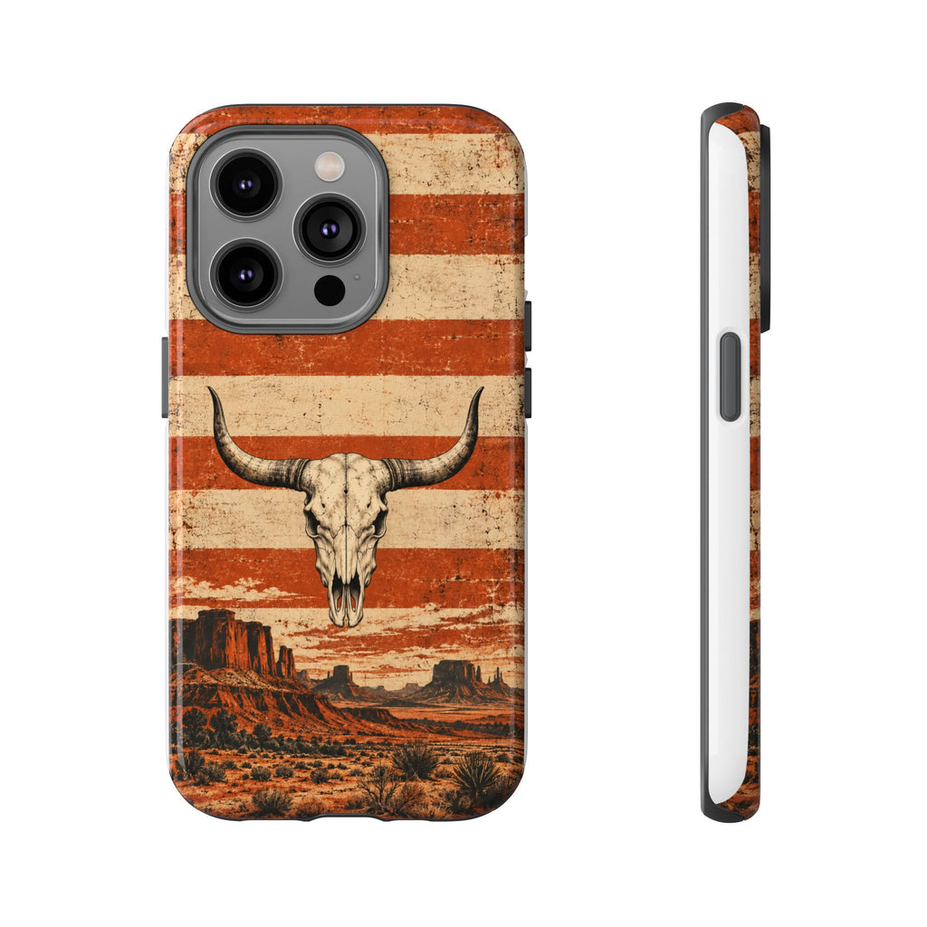 Western Longhorn Skull Tough Phone Case — Cowboy Culture product view